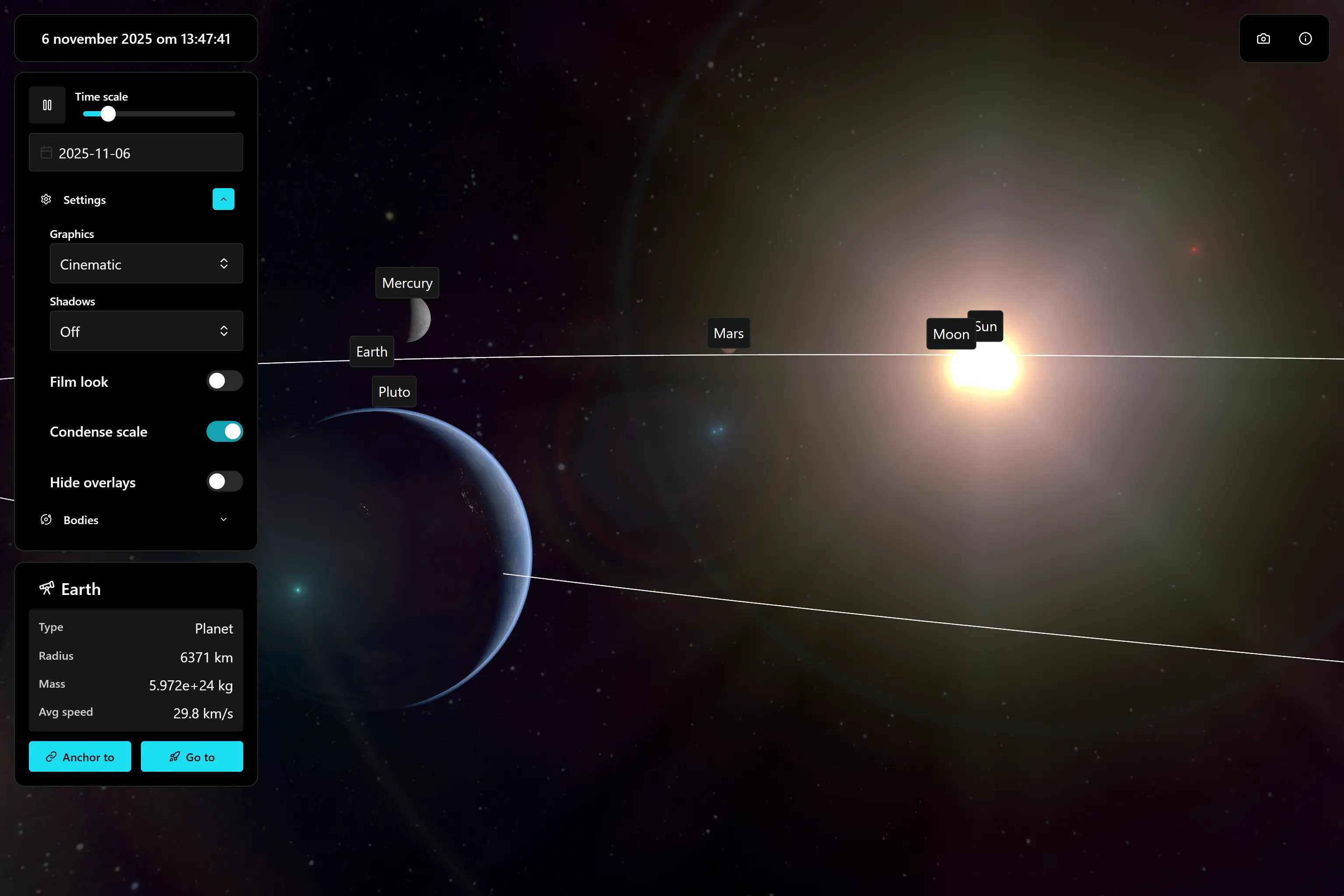 Solar system simulator